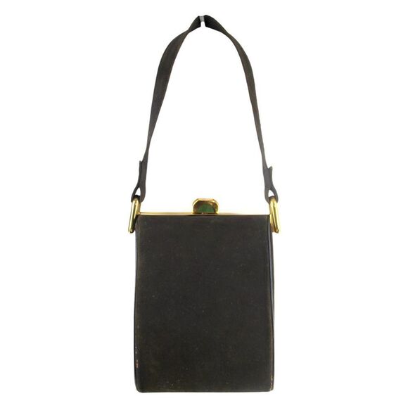 VTG Duette BROWN REAL SUEDE LEATHER FRAME SMALL PURSE SHOULDER BAG HANDBAG - Picture 4 of 14